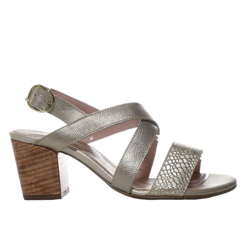 ZAVATTY - Sandalia tacon para mujer H-VANESA DORADO CUERO ZAVATTY