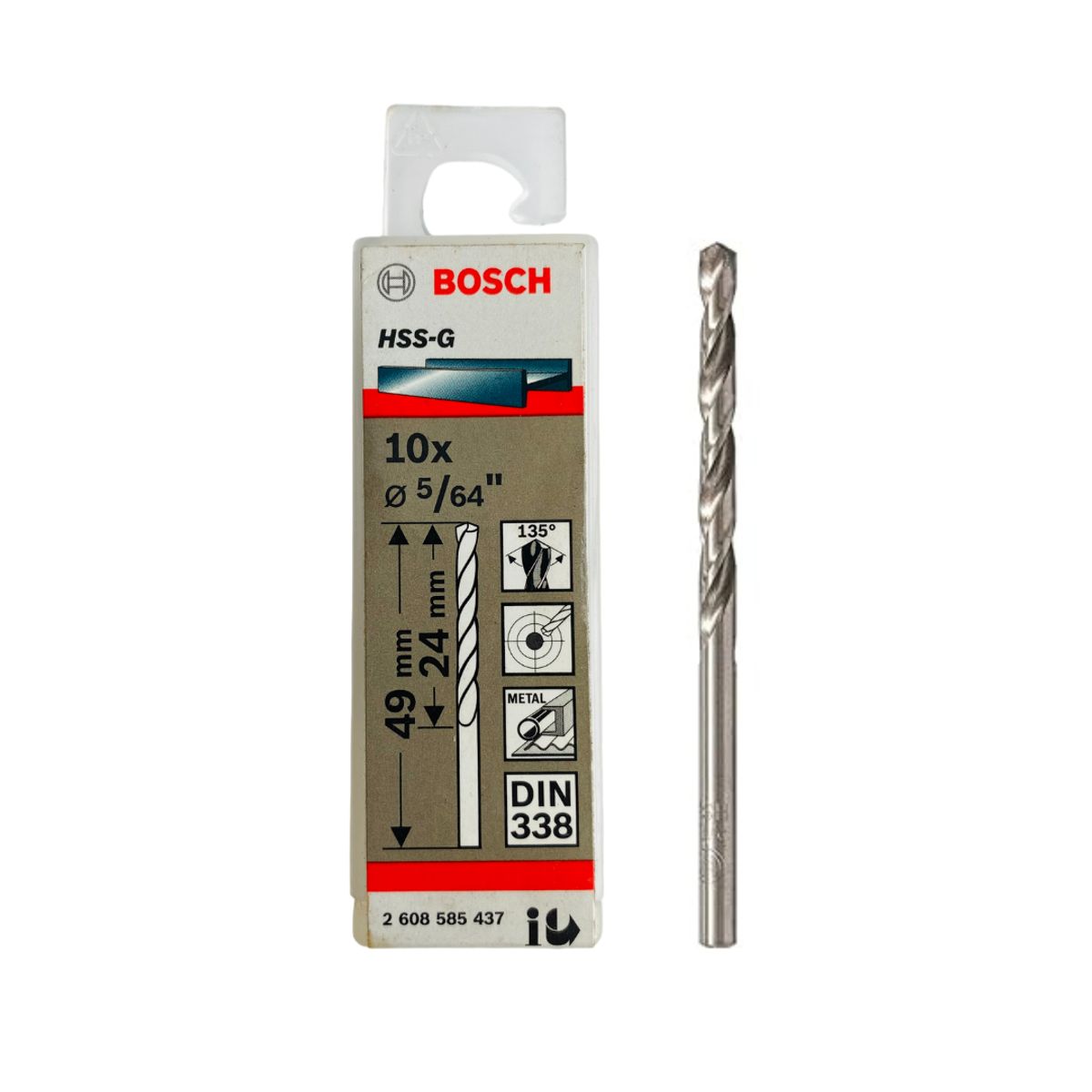 BOSCH - Brocas Cilíndrica Bosch HSS-G 49mm x Ø5/64″ 10 Unid para Metal