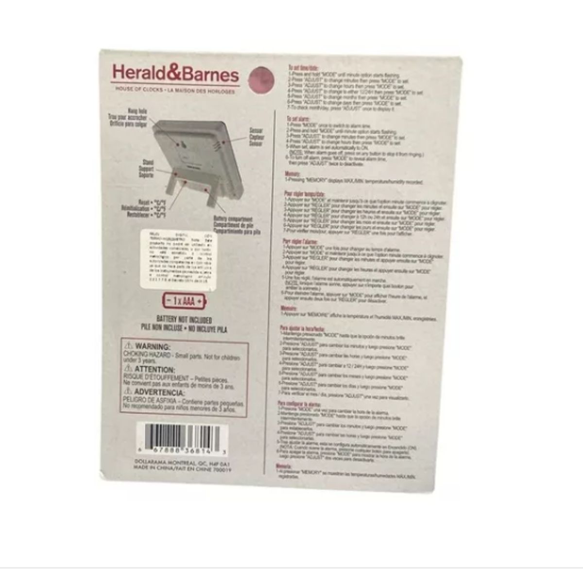 GENERICO - Termohigrometro Termometro Higrometro Reloj Medidor Humedad