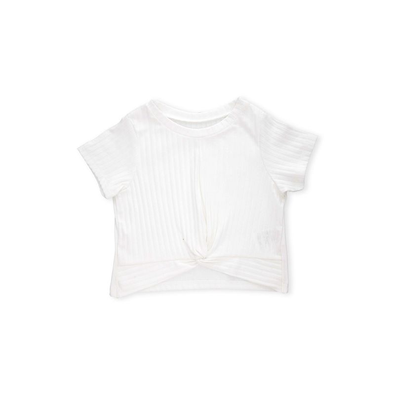 BABY PLANET - Camiseta Blanca Con Frente Entorchado Para Bebé Niña Baby Planet.-
