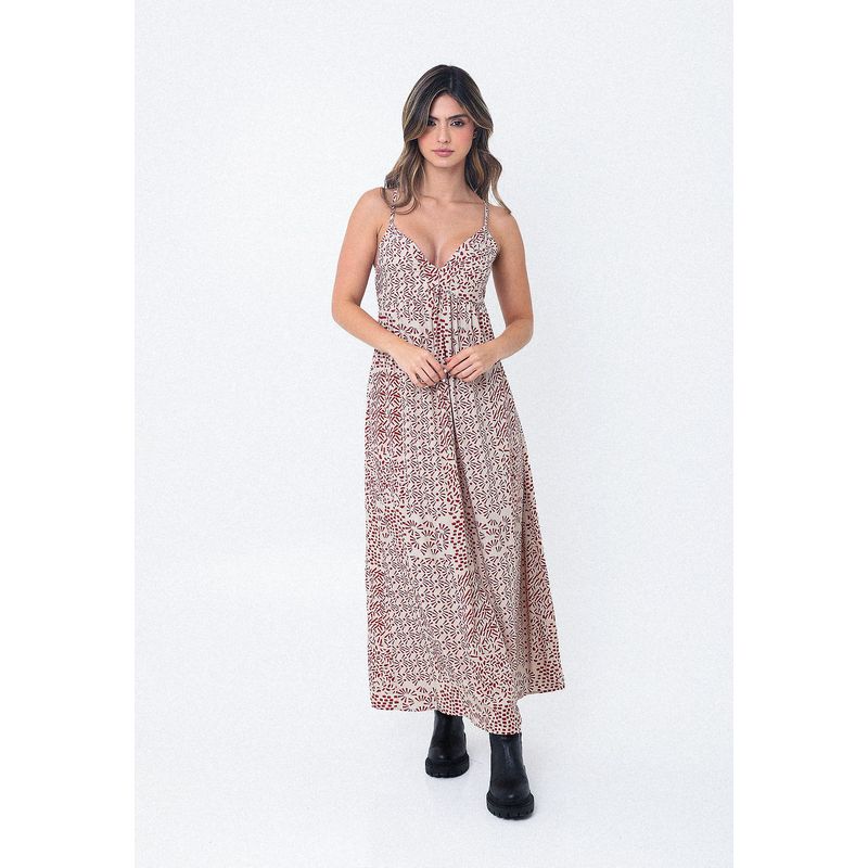 BELIFE - Vestido Largo Rojo Con Escote Frontal Para Mujer Belife..-