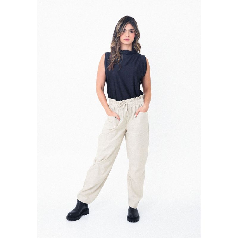 BELIFE - Pantalón Café Con Bolsillos Frontales Para Mujer Belife