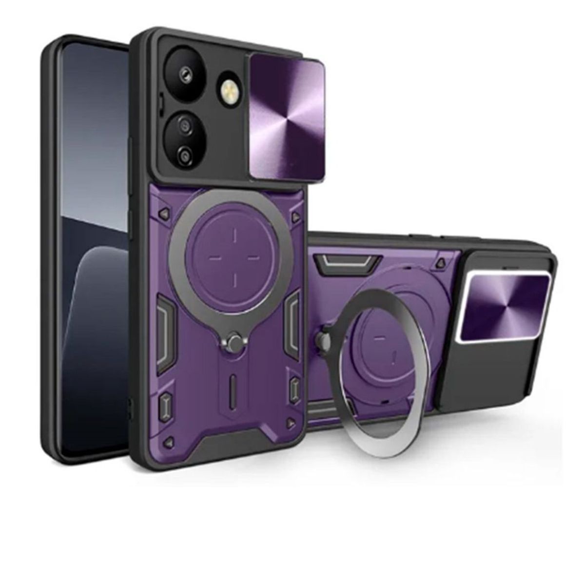 GENERICO - Estuche Proteccion Camara Con Soporte Xiaomi 13C Morado