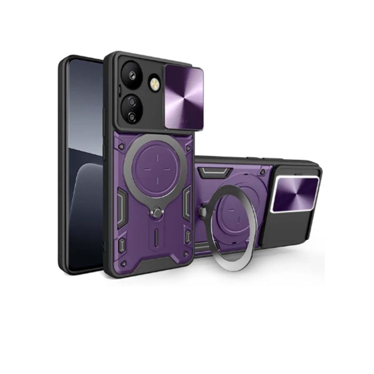 GENERICO - Estuche Proteccion Camara Con Soporte Xiaomi 13C Morado