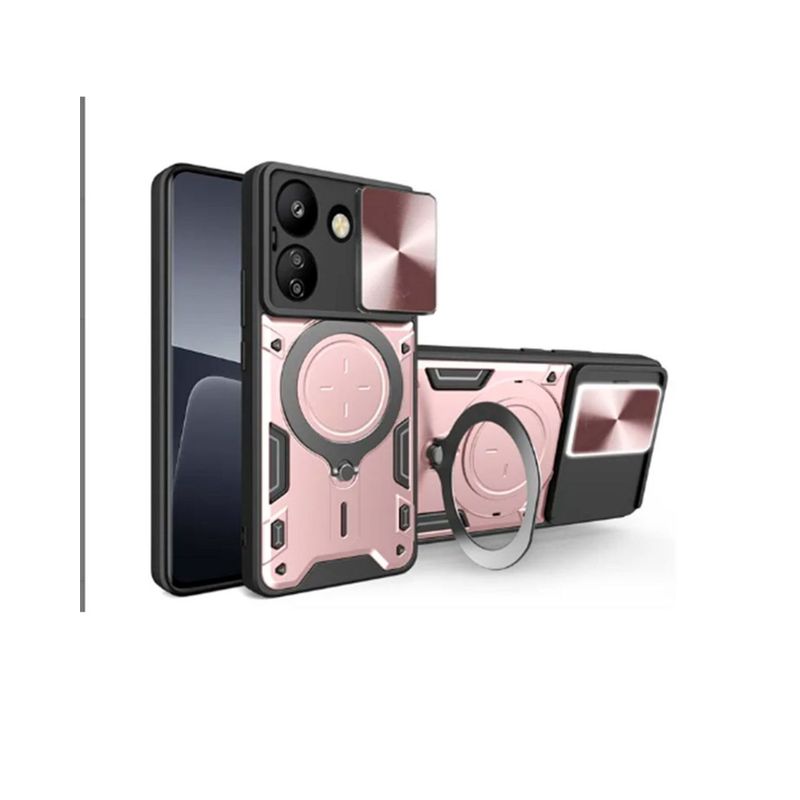GENERICO - Estuche Proteccion Camara Con Soporte Xiaomi 13C Rosa