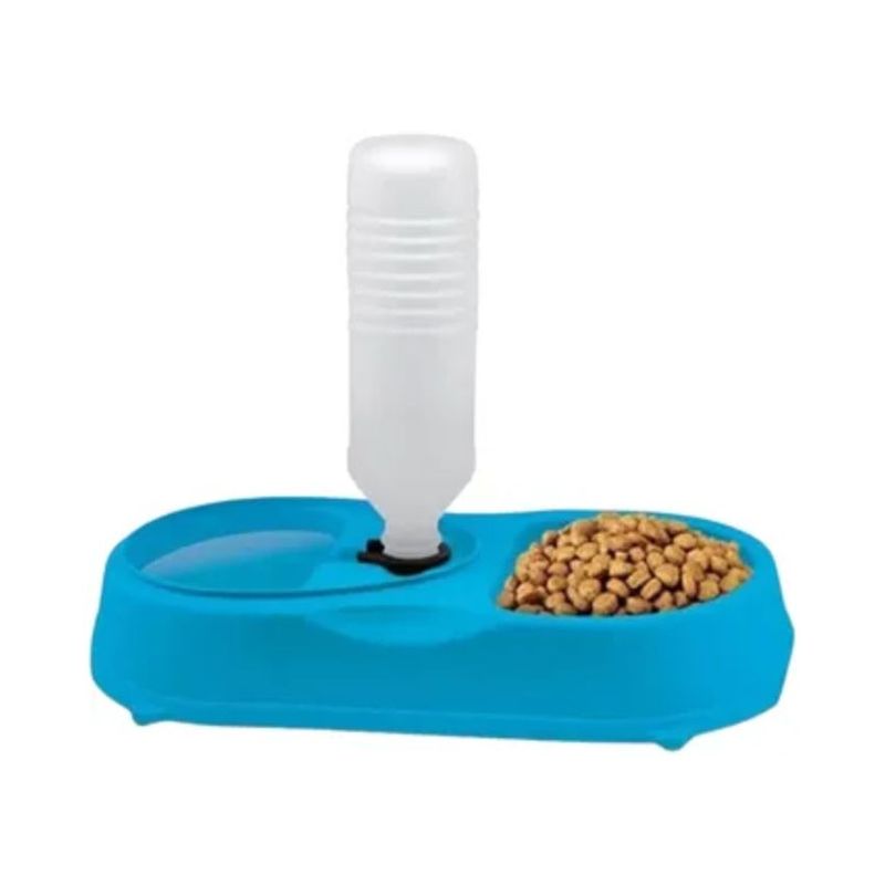 GENERICO - Alimentador Dispensador de Agua y Comida Para Mascotas azul