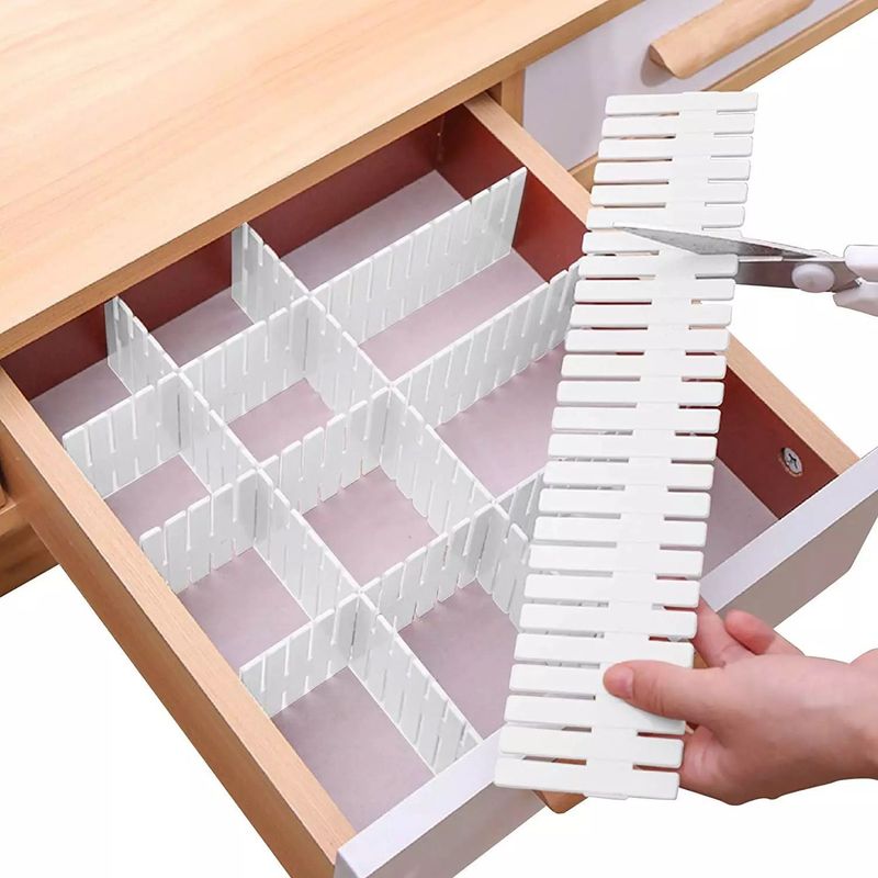 GENERICO - Organizador Rejilla Divisores Cajones Adaptables X8  47x7cm - BLANCO