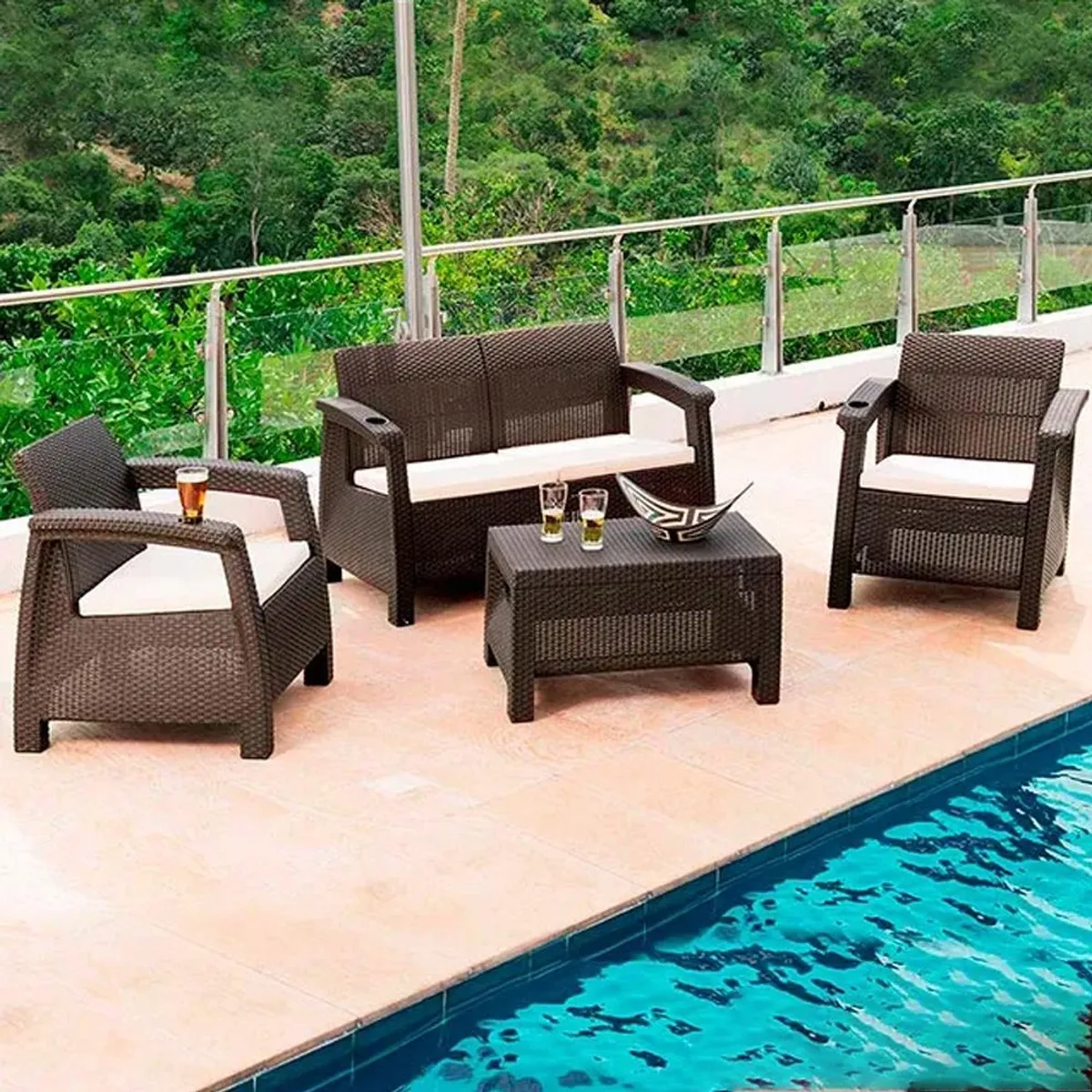PLASTICOS MQ - Juego De Sala Ferrara Comfort 425 -Wengue