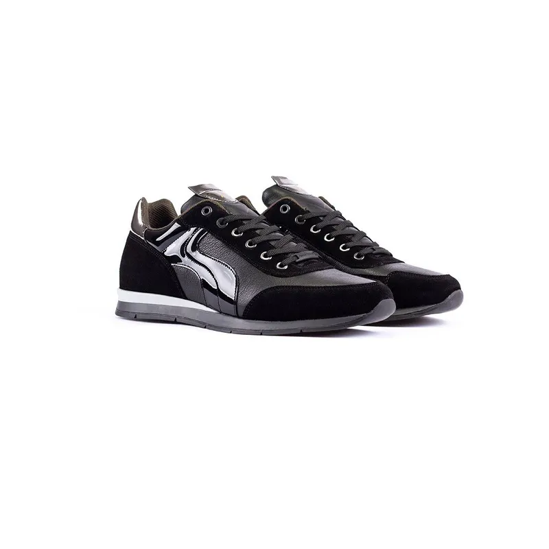 AMBITIOUS - Tenis Casuales Estilo Deportivo En Cuero DE-8215AM1 Negro
