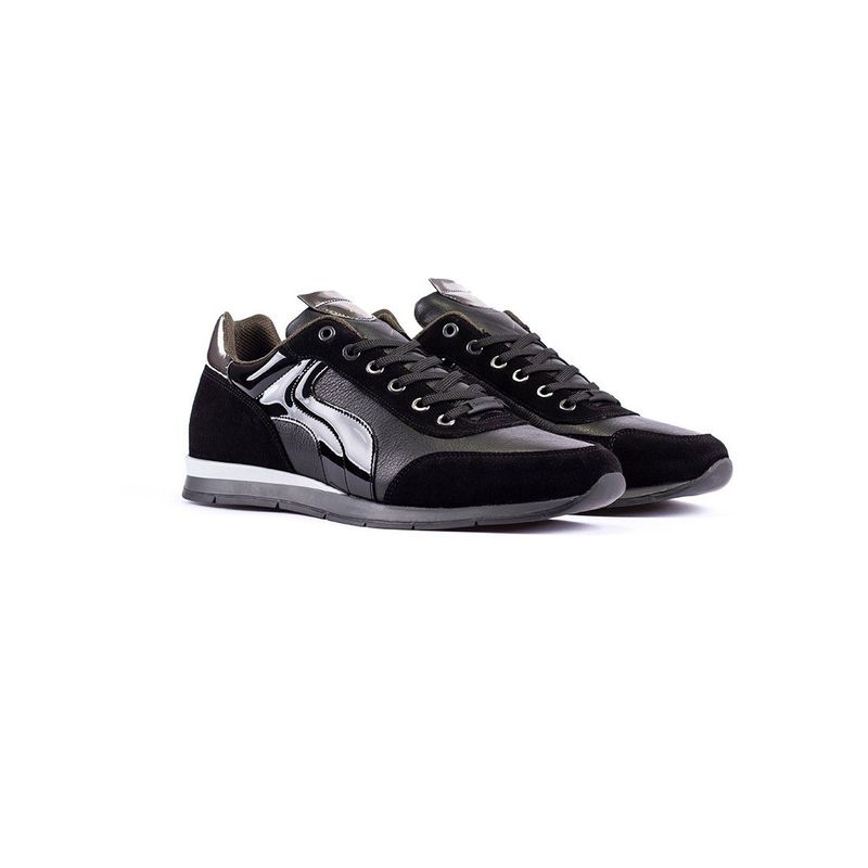 AMBITIOUS - Tenis Casuales Estilo Deportivo En Cuero DE-8215AM1 Negro