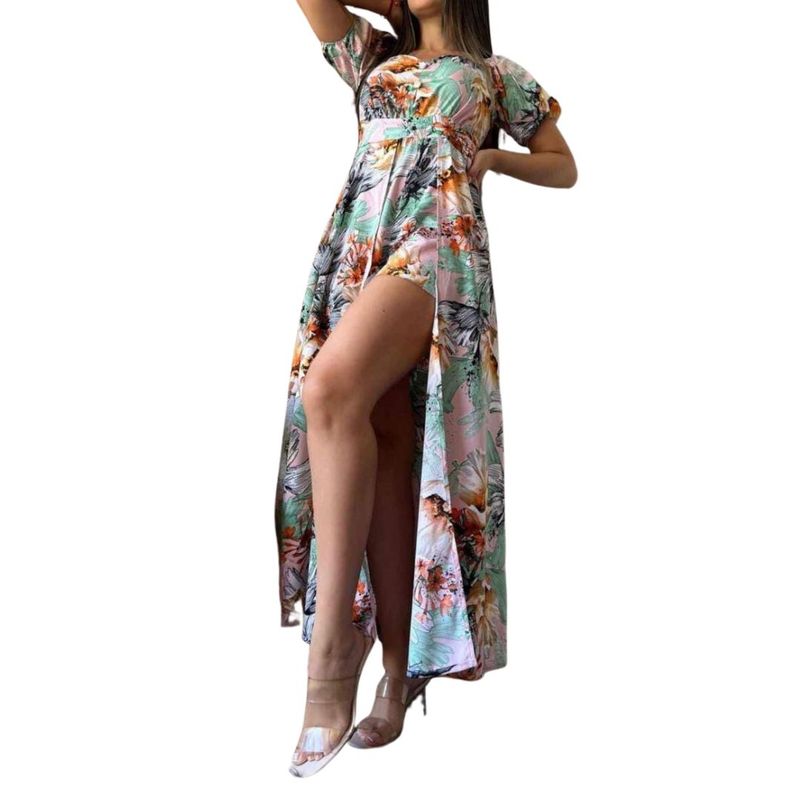 YURELKSHOP - MAXI VESTIDO CON SHORT PANTALON CORTO CON COLA