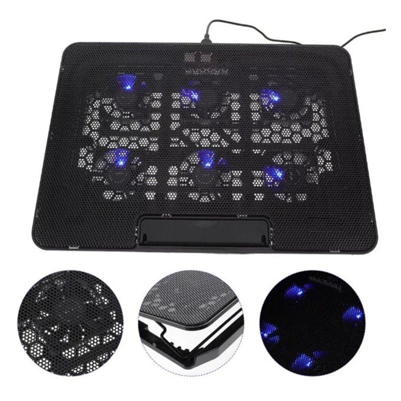 GENERICO - Base Refrigerante Portátil 6 Ventiladores Laptop Reclinable