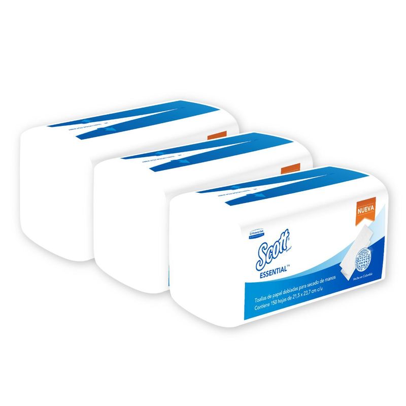 SCOTT - Toalla Manos Scott Essential Z Blanca 1 Hoja X 3 Paq De 150t