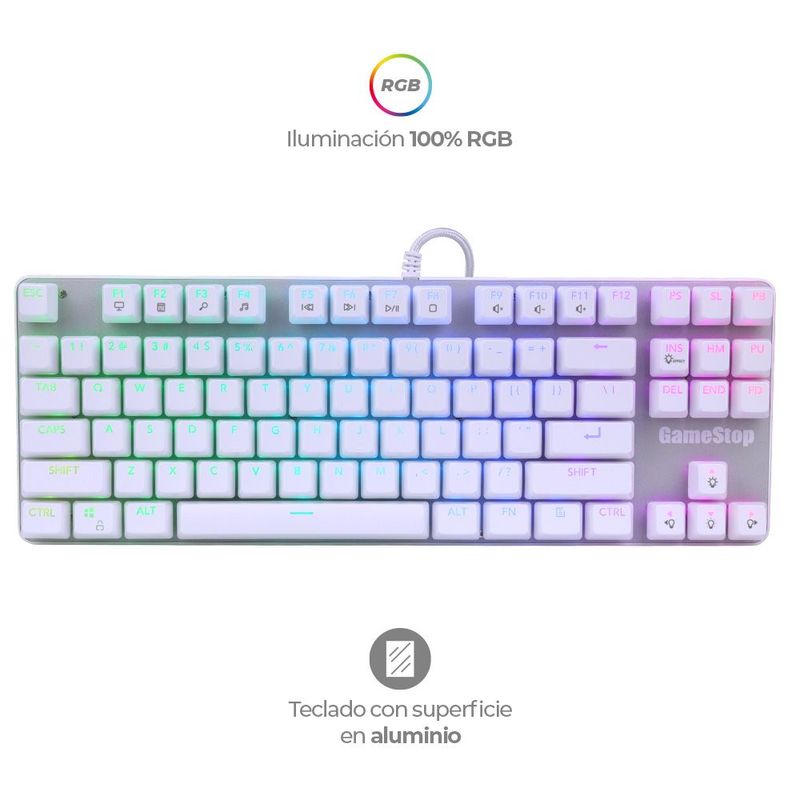 GENERICO - TECLADO MECANICO GAMER BLANCO RGB SWITCH CAFE GS200-B