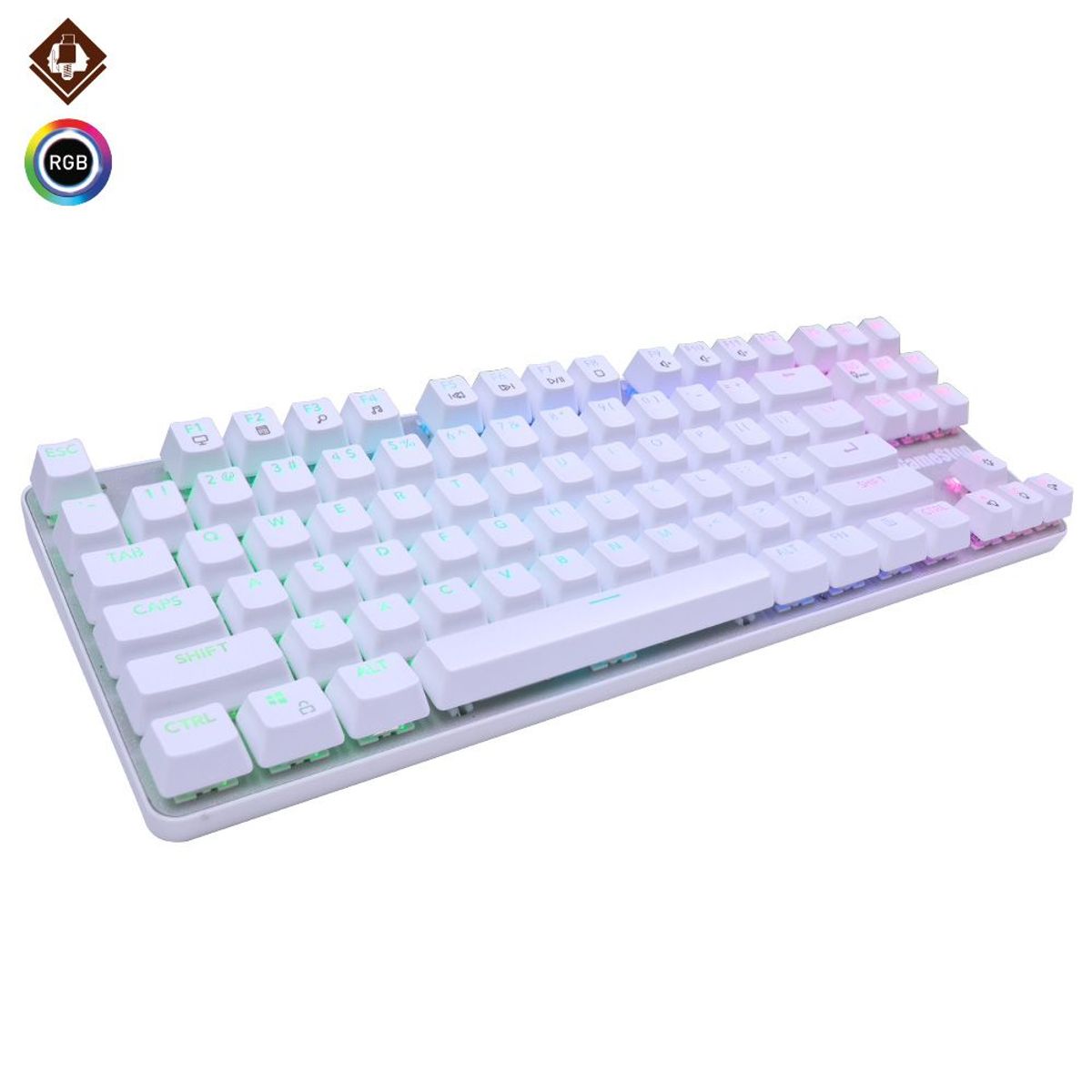 GENERICO - TECLADO MECANICO GAMER BLANCO RGB SWITCH CAFE GS200-B