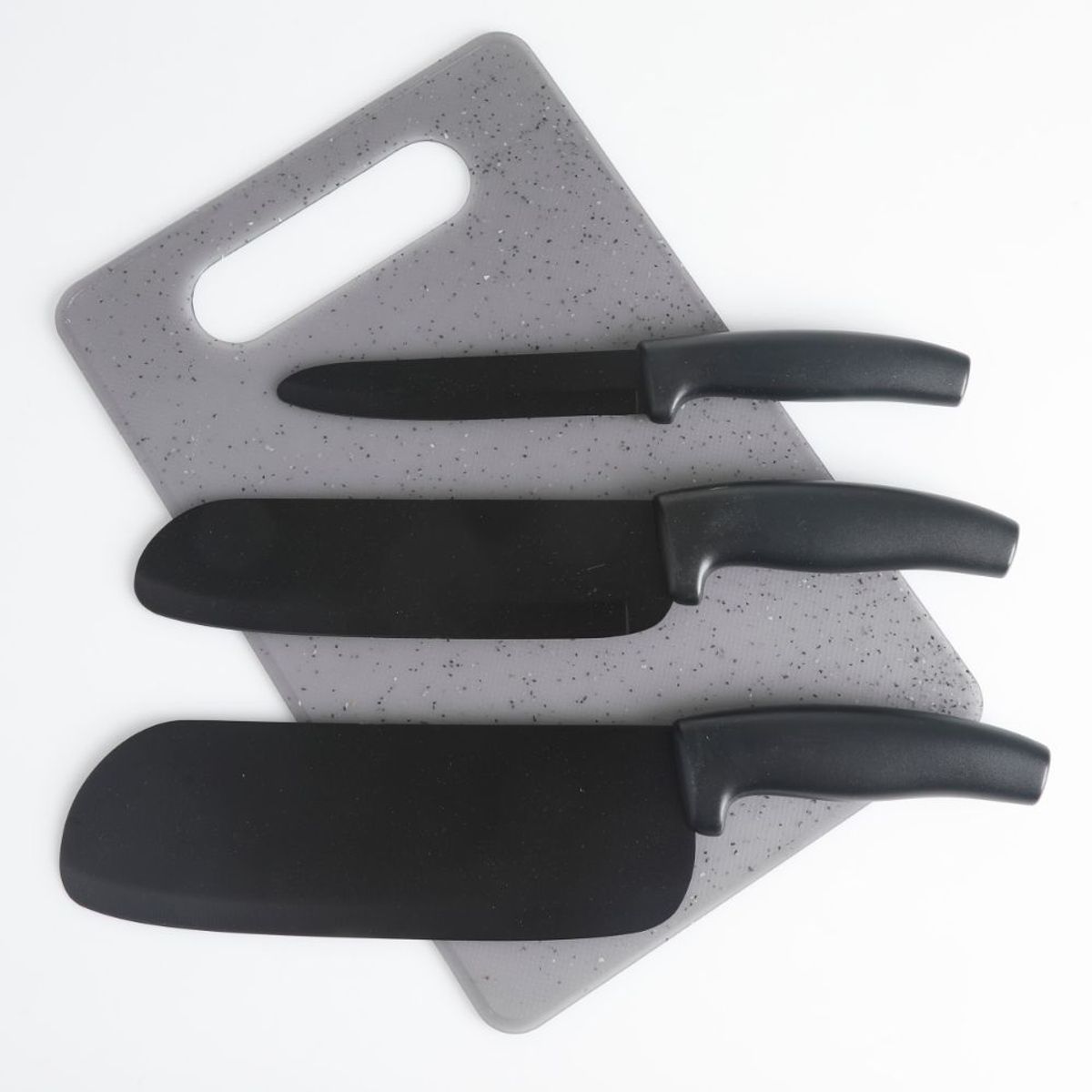GIBSON - Juego De Cuchillos Edge Craft De 4 Piezas Con Tabla De Cortar Gris Mot