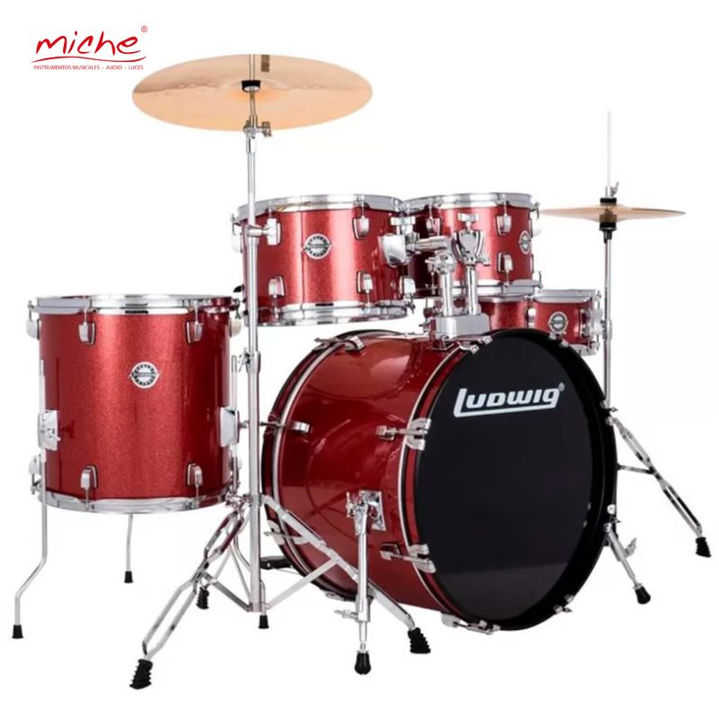GENERICO - BATERIA LUDWIG ACCENT 5 PIEZAS COLOR ROJO BRILLANTE