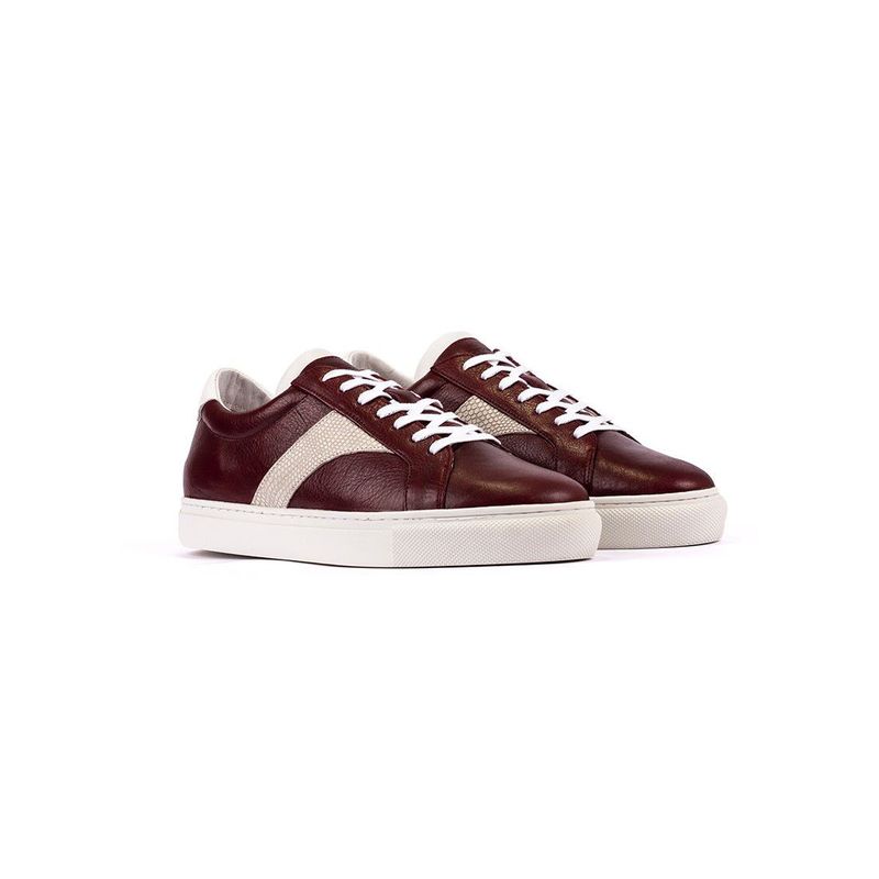 OVERSTATE - Tenis Casuales Overstate En Cuero  Burdeos Gris