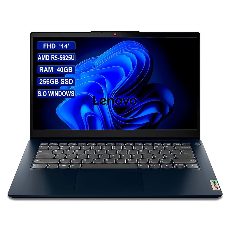 LENOVO - Portátil LENOVO 14? AMD R5-5625U RAM 40GB 256GB SSD Blue.