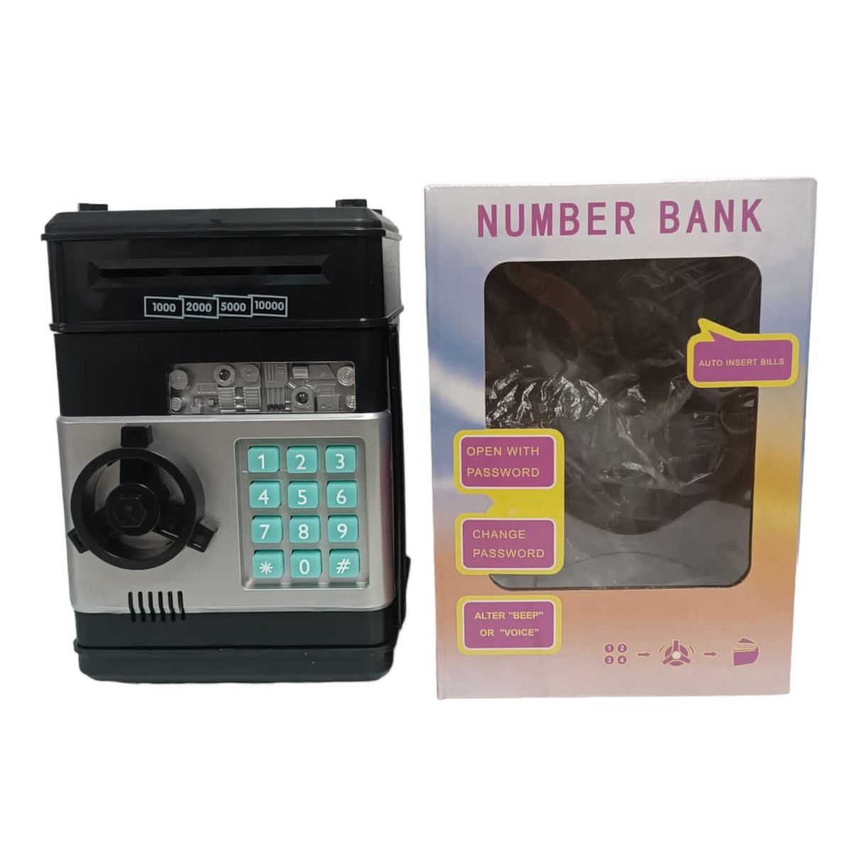 GENERICO - Alcancía Electrónica Tipo Caja Fuerte Negra Con Clave