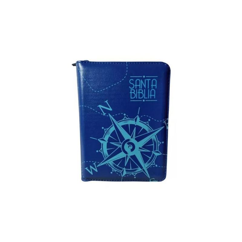 GENERICO - Biblia RVR Tamaño 025 Azul Barco  Canto Azul Cierre