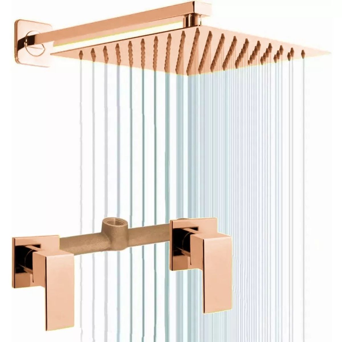 GENERICO - Kit Regadera Oro Rose 25cm Mezclador Doble Perfección Tm-25