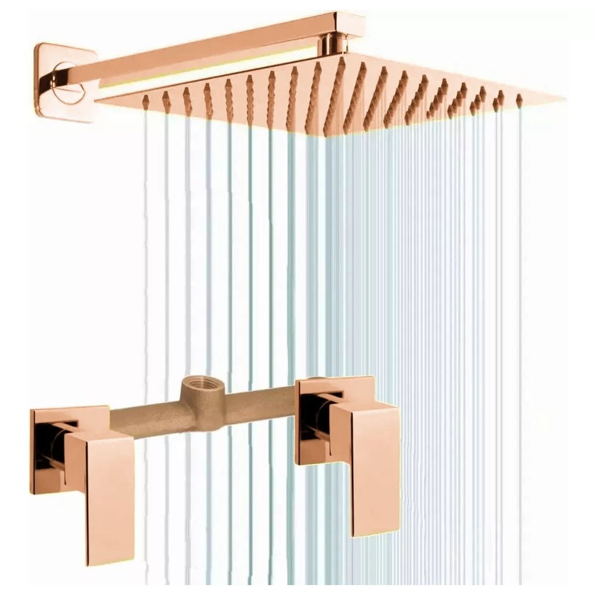 GENERICO - Kit Regadera Oro Rose 20cm Mezclador Doble Perfección Tm-20