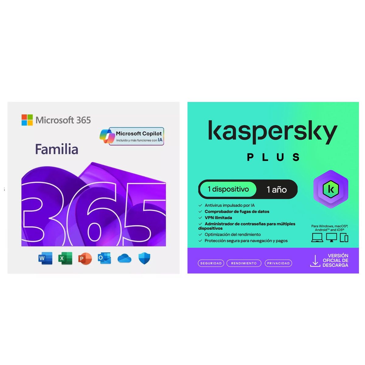 MICROSOFT - Microsoft Office 365 Familia 6 Usuarios + Kaspersky Plus 6 Usuarios 1 año
