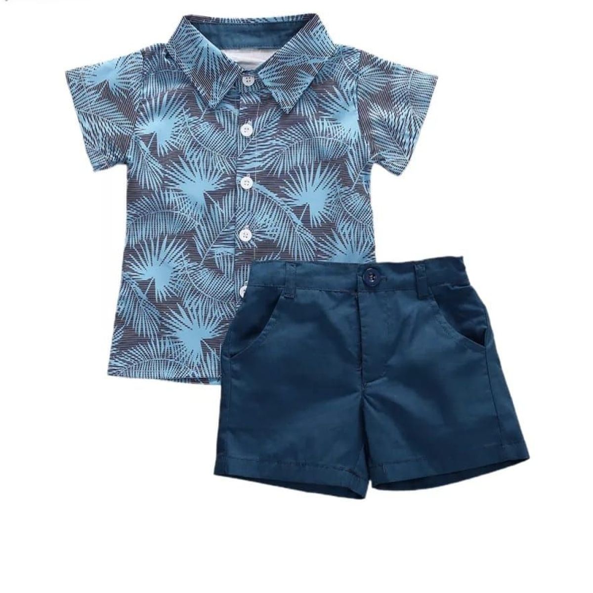 LUSOLSI - Prendas niños conjuntos de vestir camisa de hojas y pantalón corto