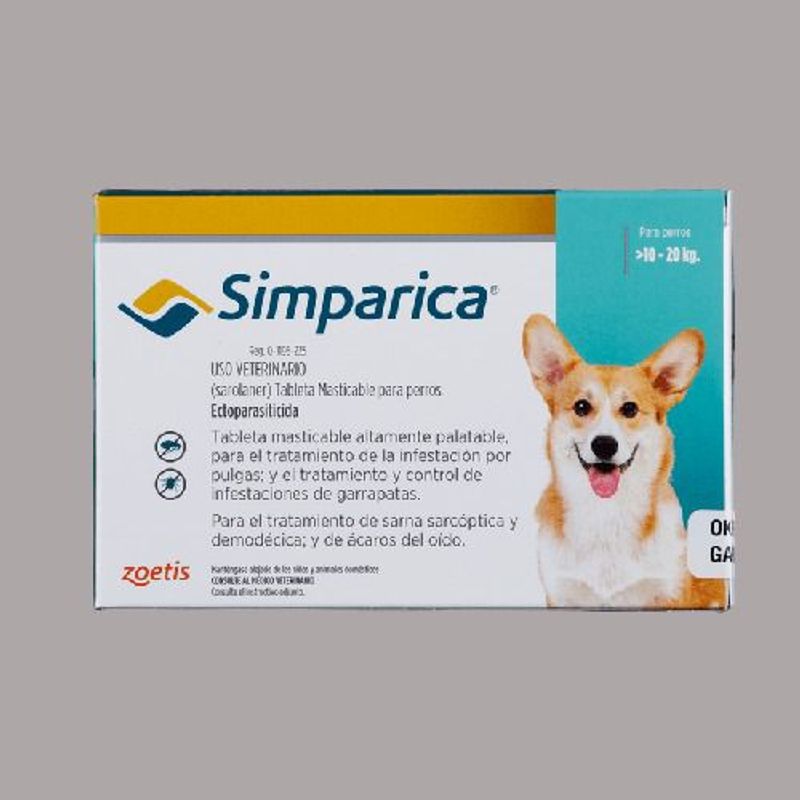 ZOETIS - Antiparasitario Externo Simparica tableta Masticable 10-20kg