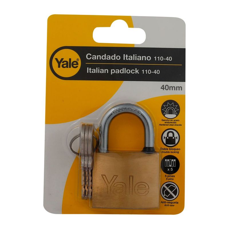 YALE - Candado Yale Italiano Serie 110-40 Latón