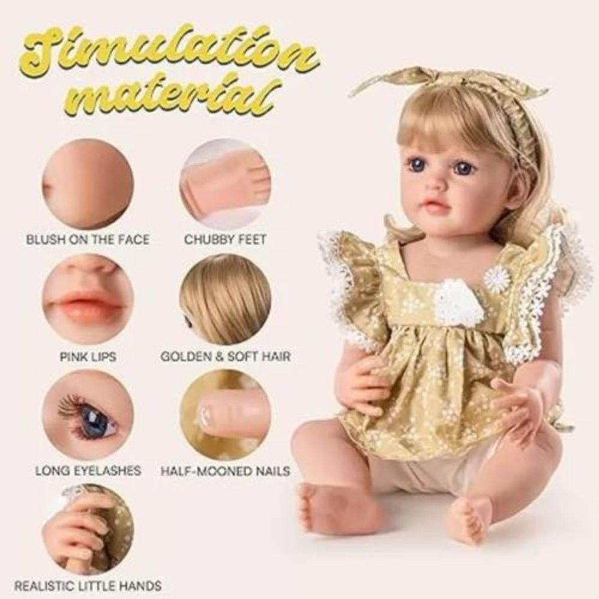 GENERICO - Muñeca Bebe Reborn Cuerpo Silicona Cabello Rubio - Fátima