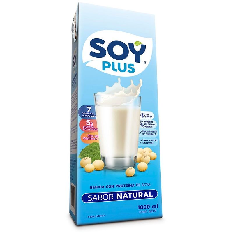 SOY PLUS - Leche De Soya Natural Soy Plus X 1000Ml