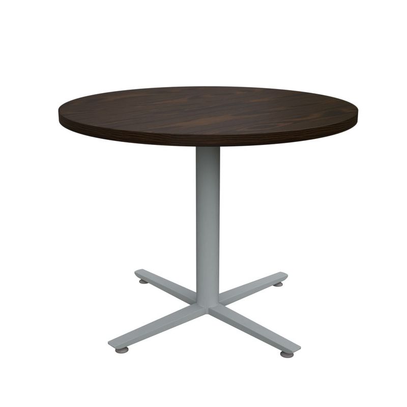 GENERICO - Mesa de Juntas Redonda 4 puestos para reuniones color Wengue con Gris