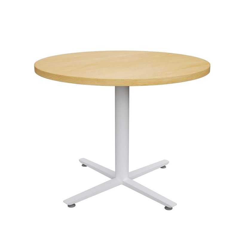 GENERICO - Mesa de Juntas Redonda de 4 puestos color Madera con Blanco