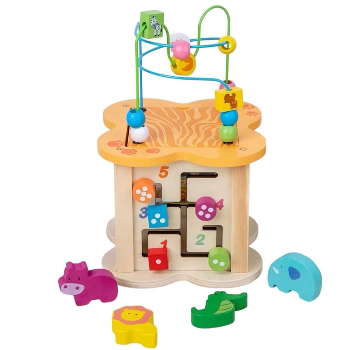 GENERICO - Cubo de Actividades 6 en 1 Montessori Madera Bebes