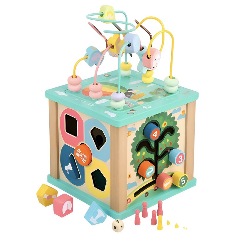 GENERICO - Cubo Didactico Montessori 6 En 1  Madera Niños