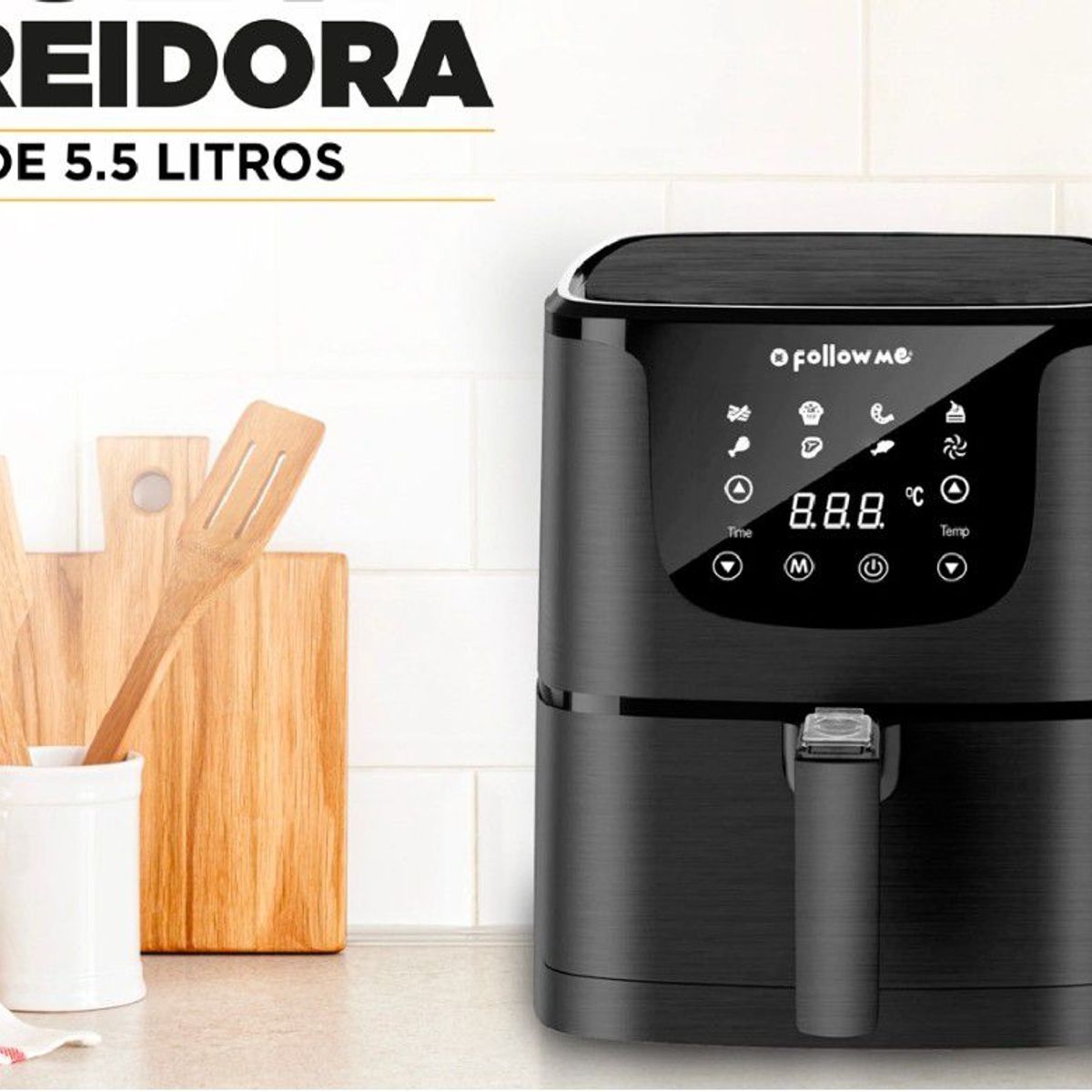 GENERICO - Freidora aire digital extra grande 5.5 litros 8 programas 1700 watts