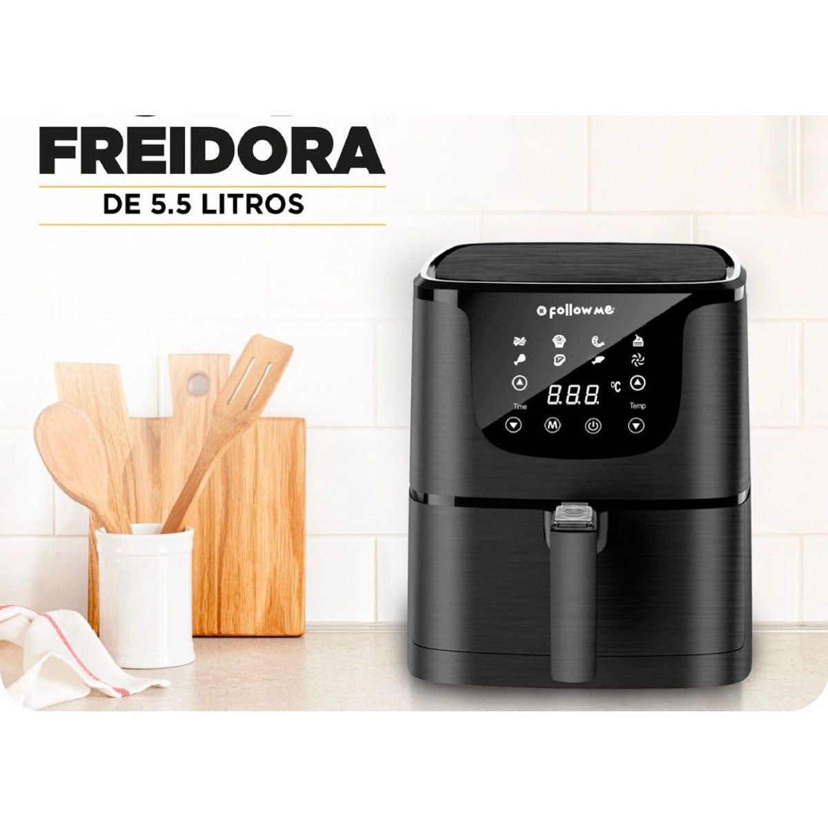 GENERICO - Freidora aire digital extra grande 5.5 litros 8 programas 1700 watts