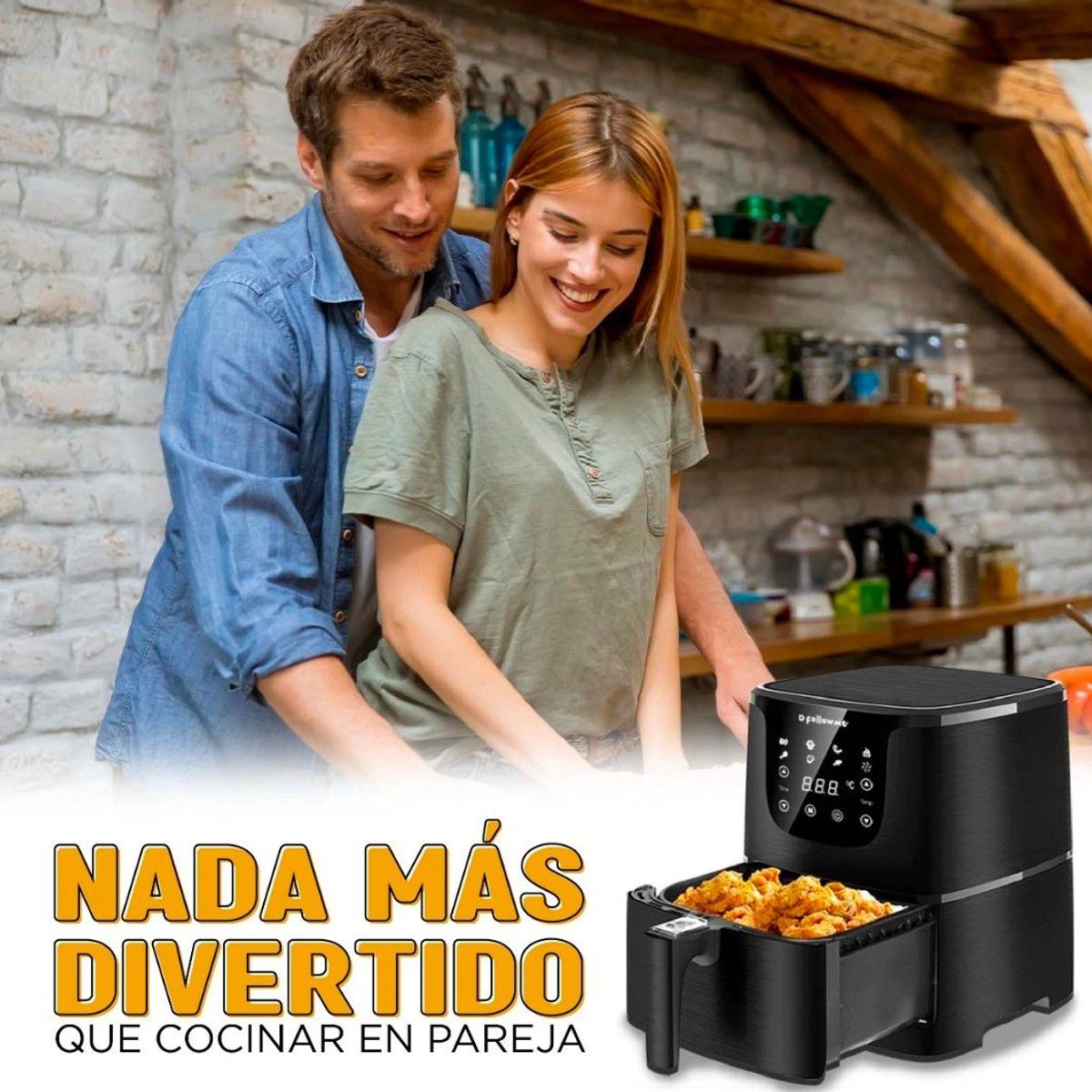 GENERICO - Freidora aire digital extra grande 5.5 litros 8 programas 1700 watts