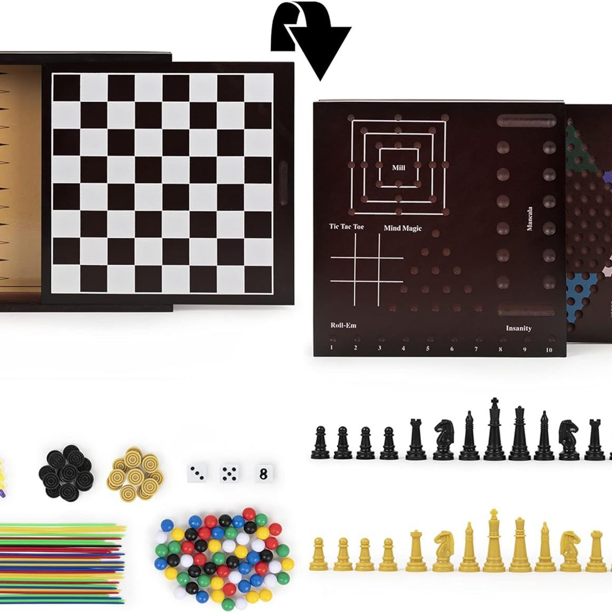 SPIN MASTER - Set Juegos De Mesa Familiar 10 Juegos en 1