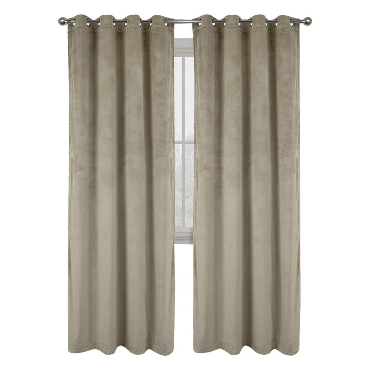 CASATUA - Cortina 100% Blackout Engomada Terciopelo 2 Paños 140x220 - Caqui-
