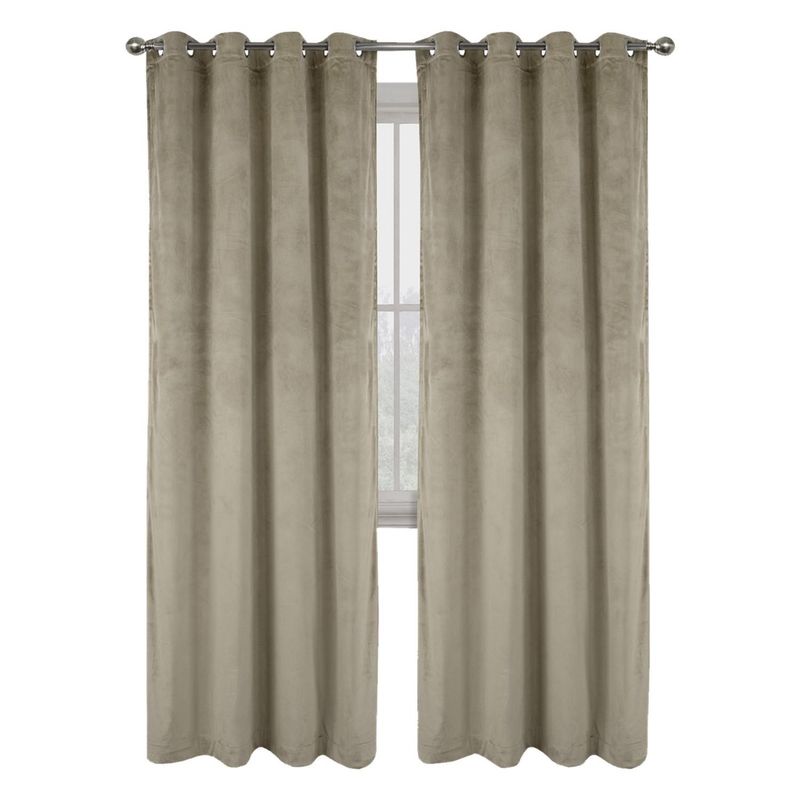CASATUA - Cortina 100% Blackout Engomada Terciopelo 2 Paños 140x220 - Caqui-