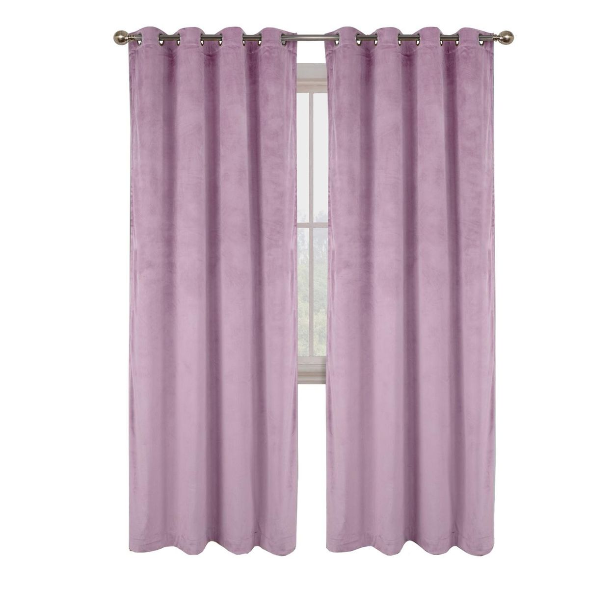 CASATUA - Cortina 100% Blackout Engomada Terciopelo 2 Paños 140x220 - Lila