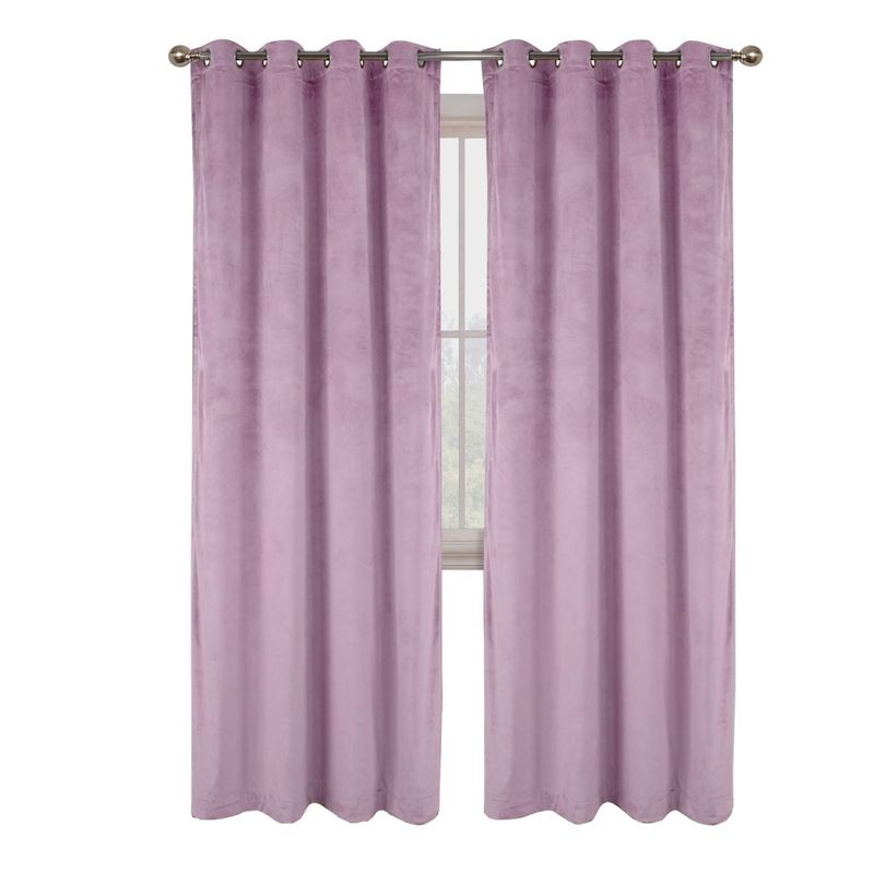 CASATUA - Cortina 100% Blackout Engomada Terciopelo 2 Paños 140x220 - Lila