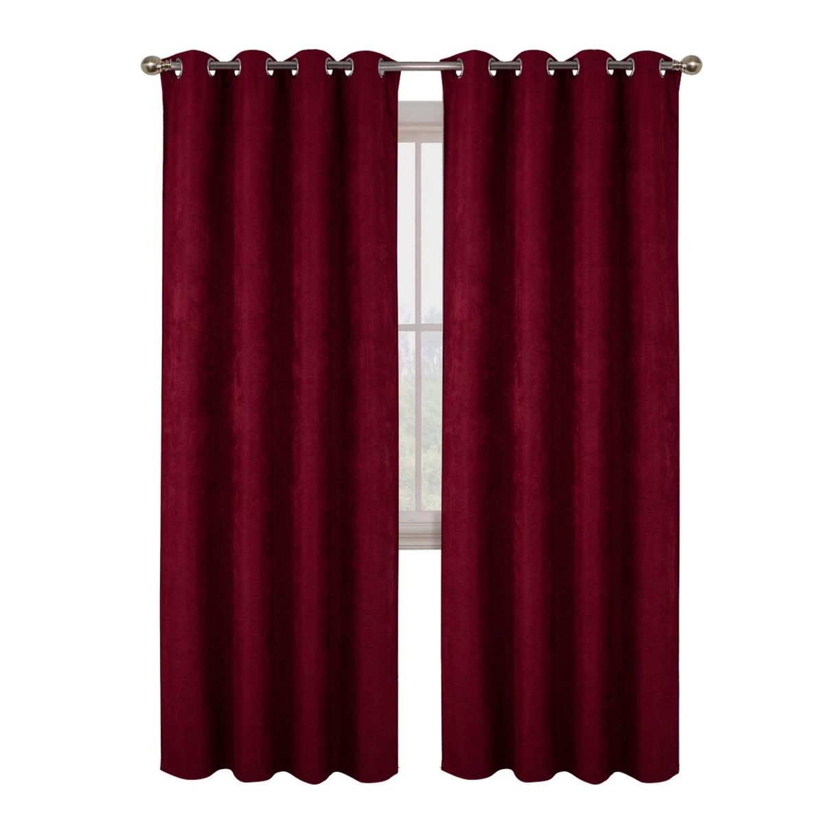 CASATUA - Cortina 100% Blackout Engomada Terciopelo 2 Paños 140x220 - Terracota-