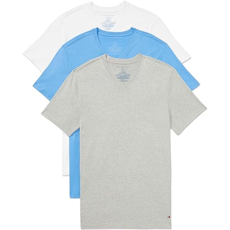 TOMMY HILFIGER - Pack De 3 Camisetas De Cuello V Con Logo  Tommy Hilfiger