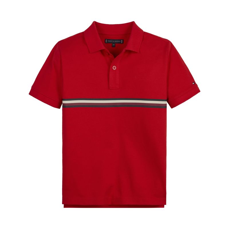 TOMMY HILFIGER - Polo Con Rayas Distintivas Para Niño Rojo Tommy Hilfiger