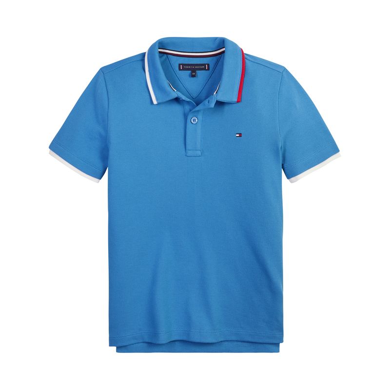 TOMMY HILFIGER - Polo De Corte Regular Con Cuello Ribeteado Niño Azul Tommy Hilfiger