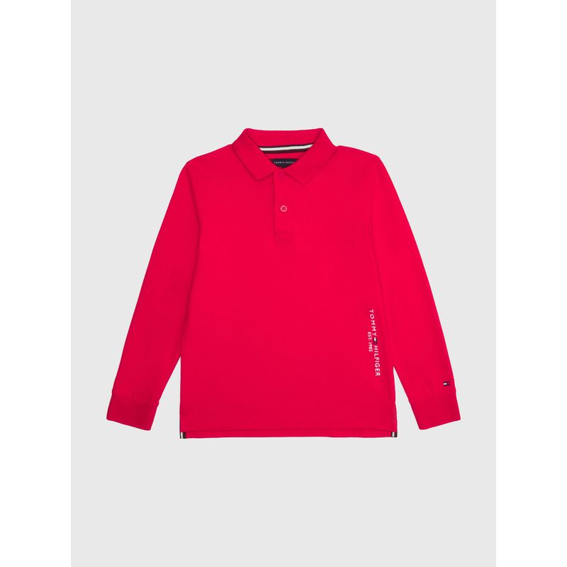 TOMMY HILFIGER - Polo Essential De Manga Larga Y Corte Regular Niño Rojo Tommy Hilfiger